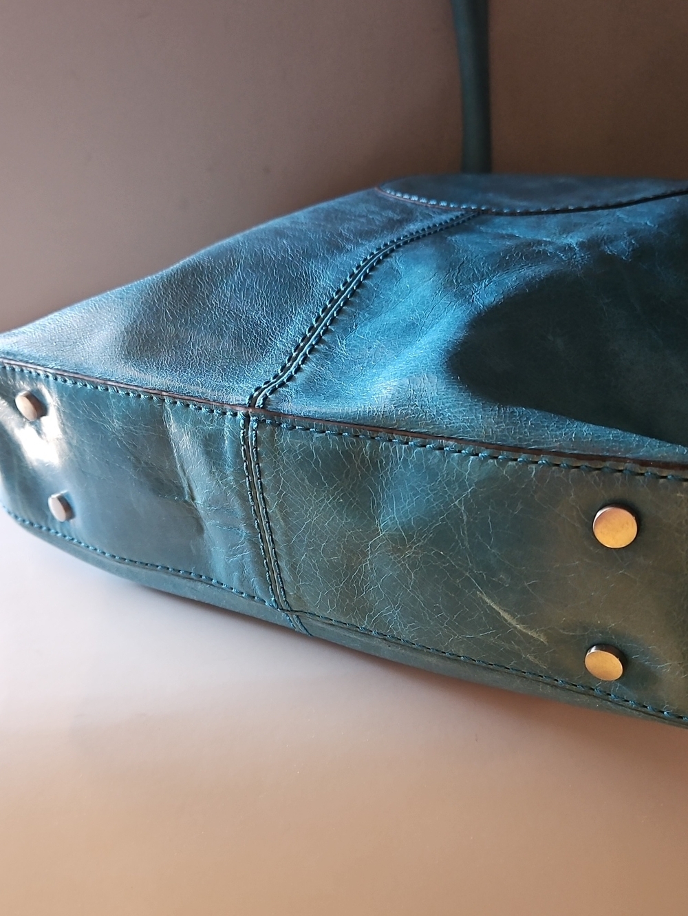 HOBO TEAL VINTAGE LEATHER SATCHEL (New $185) - Picture 7 of 13